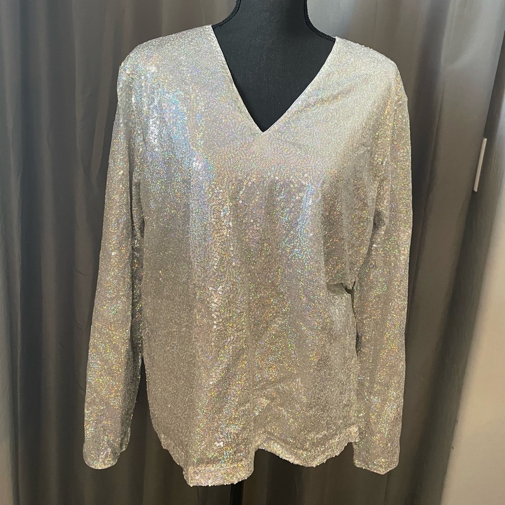41. Exclusive Silver Sequin Top, NWT